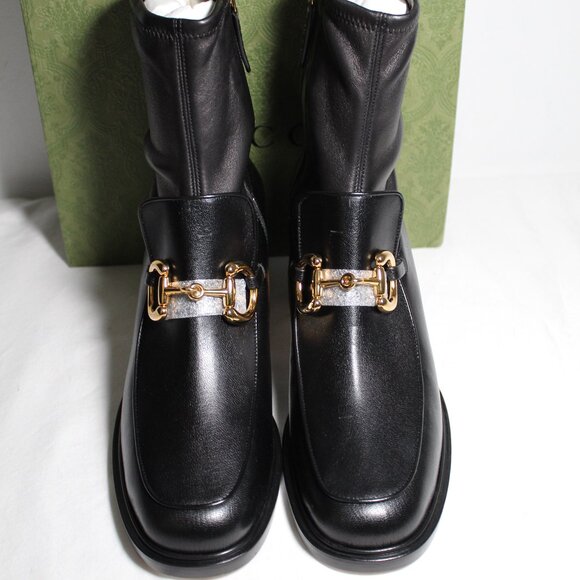 NWB Gucci Horsebit Quentin Stretch Chunk Heel Booties Boots Black 41 719… - Picture 4 of 8